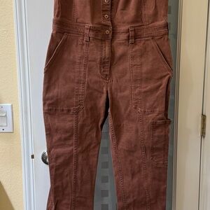 Duluth Trading Co Rust Brown Cotton workwear jumpsuit fire hose thick fabric